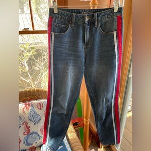 Empyre Eileen Blue Denim Jeans with red stripes Size 0